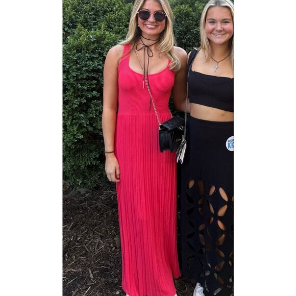 MICHAEL KORS Red Ribbed Sleeveless Tank Long Maxi Style Dress Size Medium - Picture 4 of 14